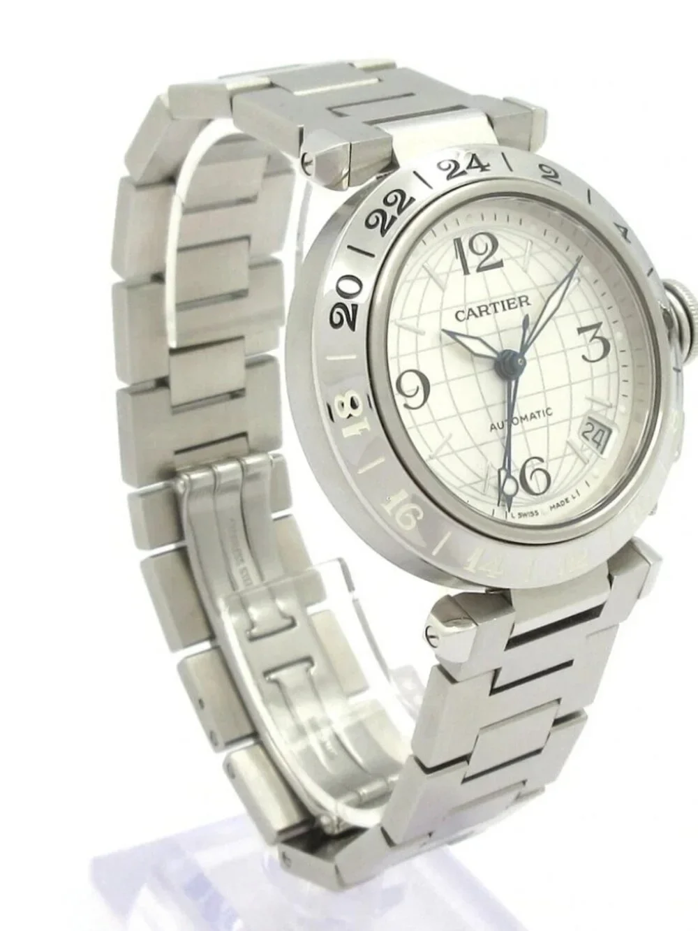 Cartier Pasha C Meridian GMT Silver Men's Wrist Watch